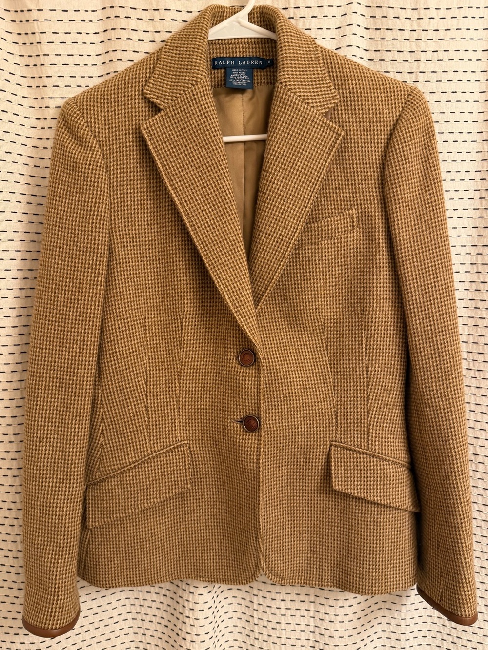 Ralph Lauren Women’s Camel Houndstooth Button-Front Jacket